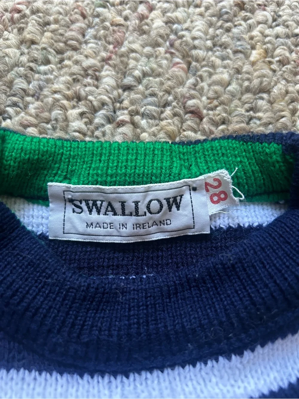 Vintage Kids Swallow Made in Ireland Striped Knit Sweater